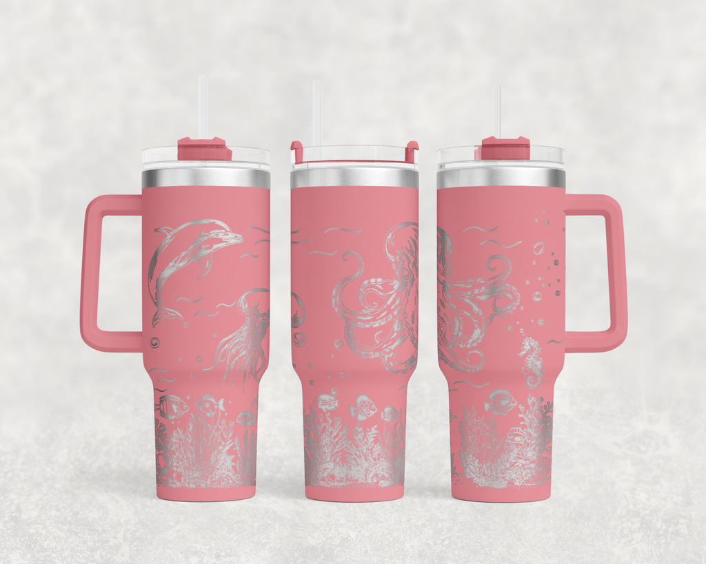 Underwater Dolphin and Octopus 40 oz. Tumbler
