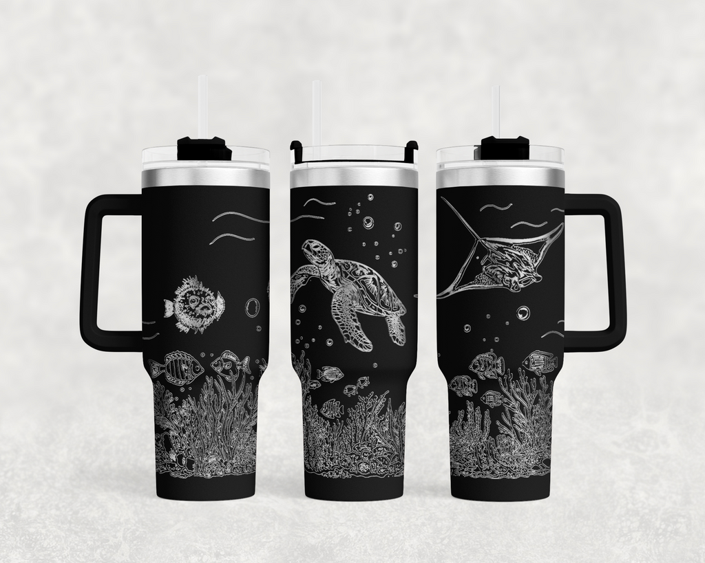Underwater Sea Turtle and Stingray 40oz Tumbler