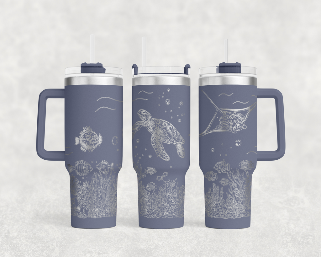 Underwater Sea Turtle and Stingray 40oz Tumbler
