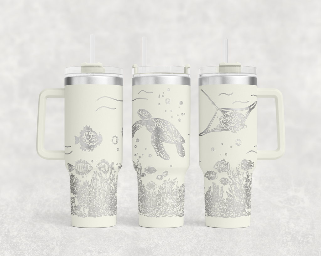 Underwater Sea Turtle and Stingray 40oz Tumbler