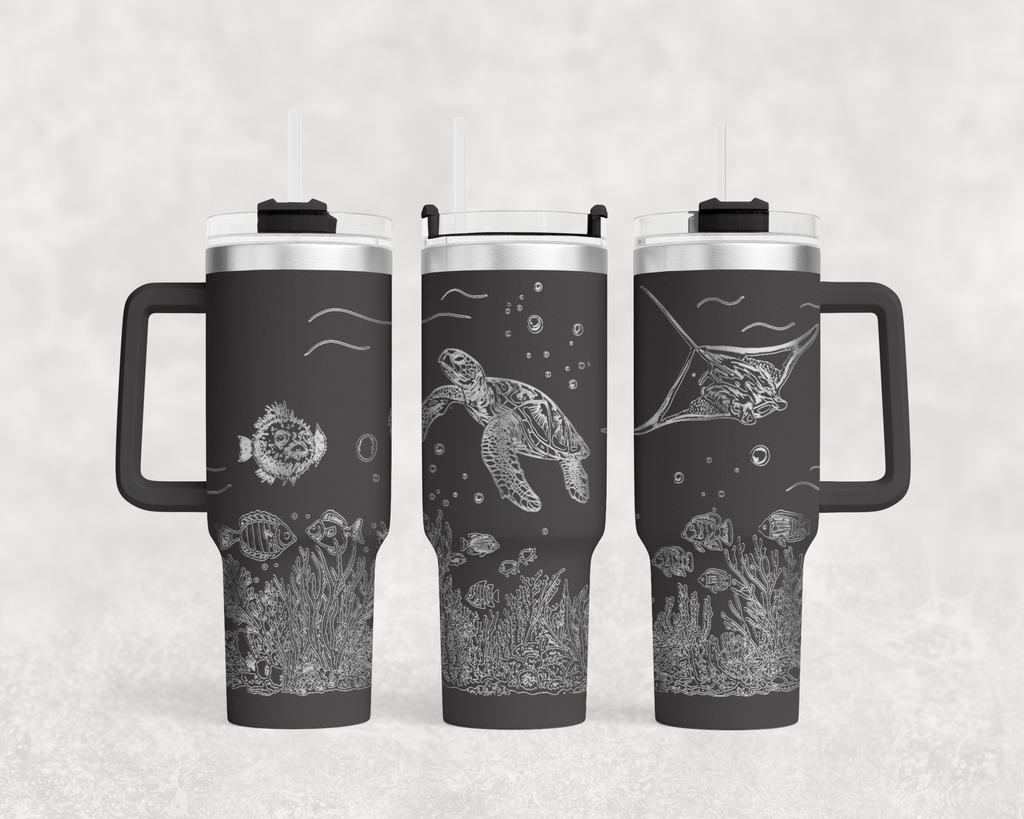 Underwater Sea Turtle and Stingray 40oz Tumbler