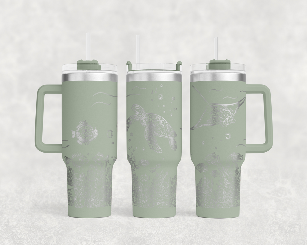 Underwater Sea Turtle and Stingray 40oz Tumbler