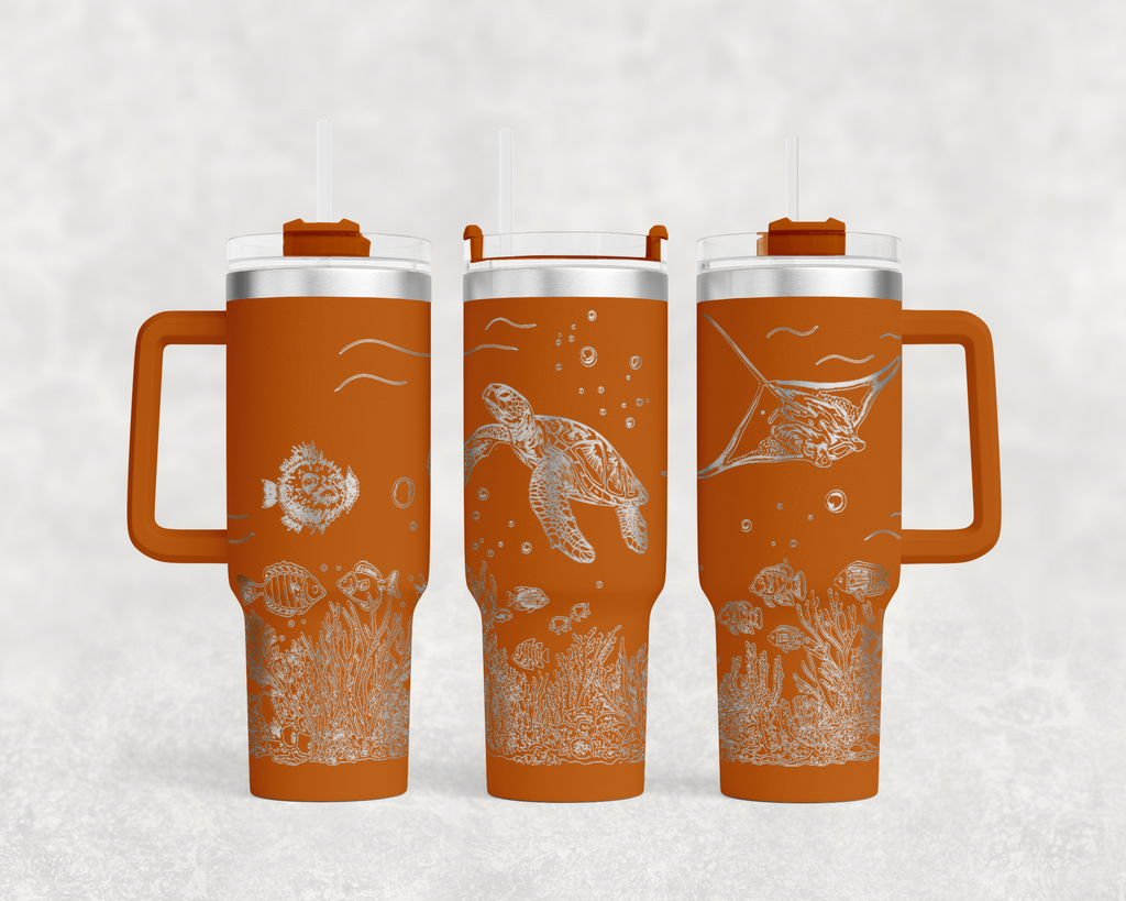 Underwater Sea Turtle and Stingray 40oz Tumbler