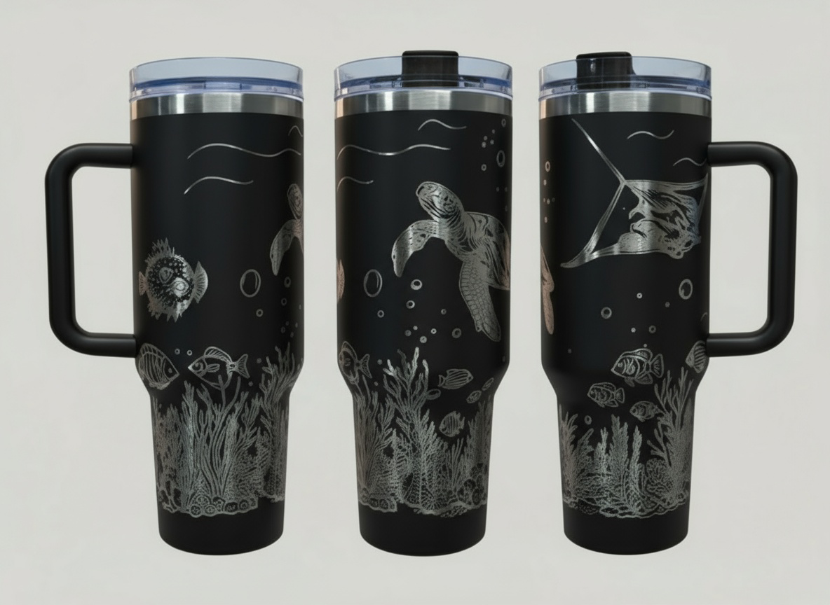 Underwater Sea Turtle and Stingray 40oz Tumbler