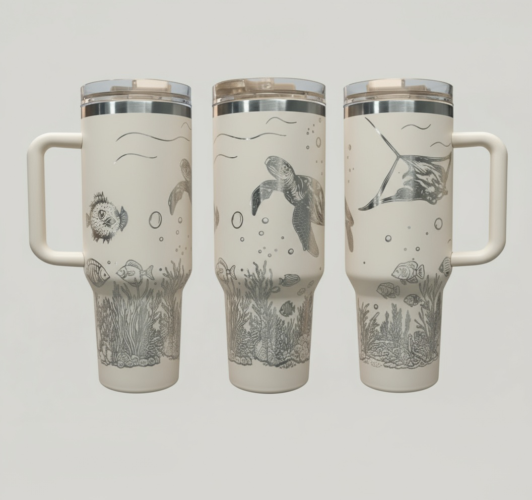 Underwater Sea Turtle and Stingray 40oz Tumbler