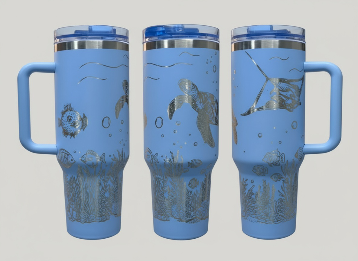 Underwater Sea Turtle and Stingray 40oz Tumbler