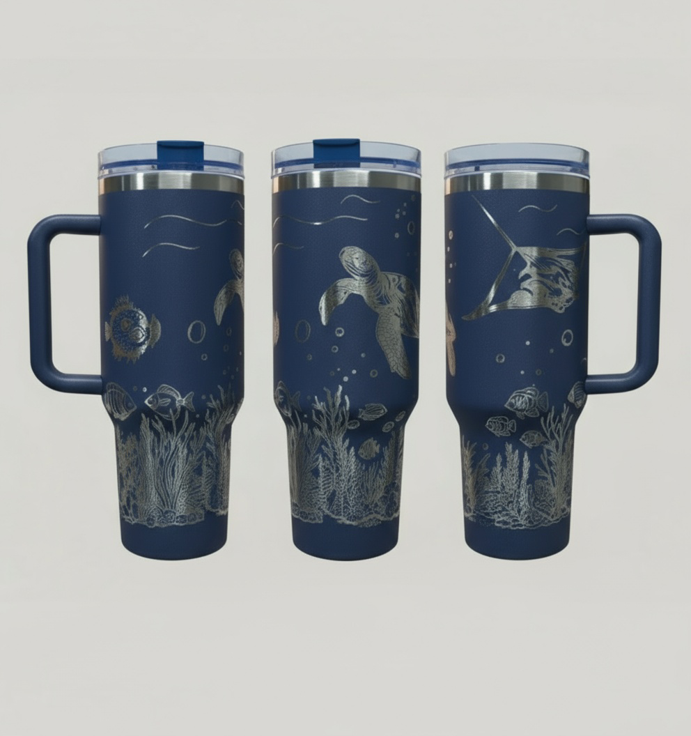 Underwater Sea Turtle and Stingray 40oz Tumbler