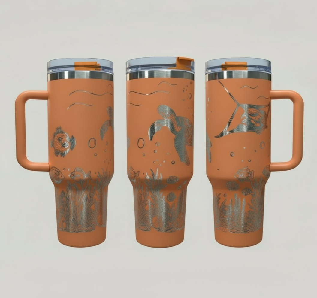 Underwater Sea Turtle and Stingray 40oz Tumbler