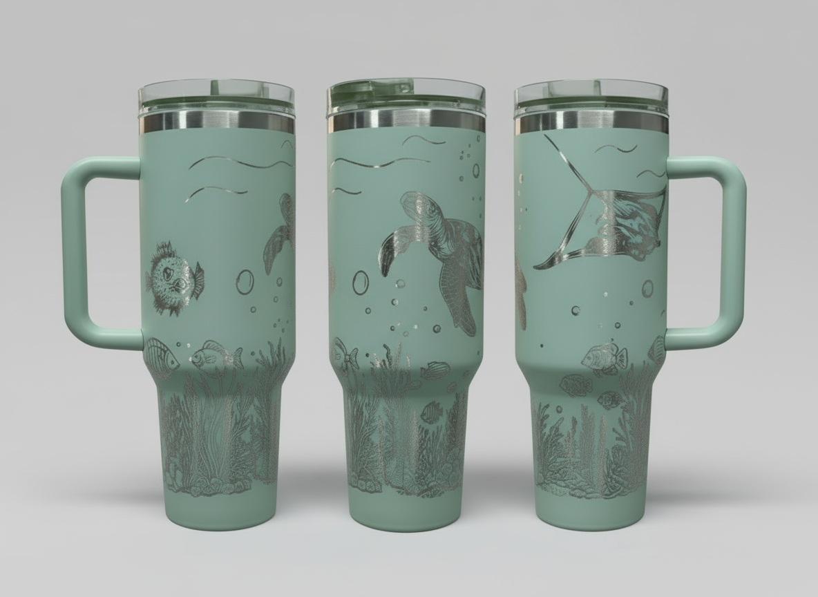 Underwater Sea Turtle and Stingray 40oz Tumbler