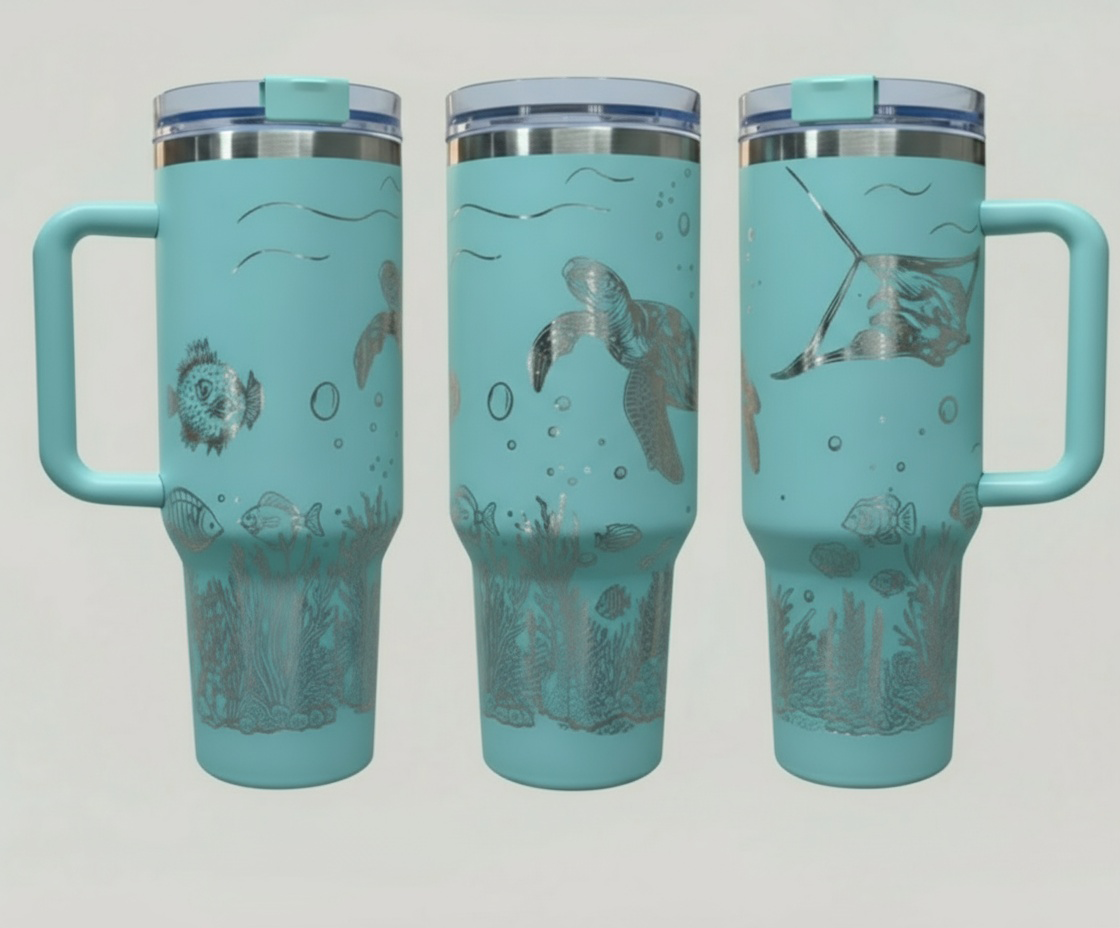 Underwater Sea Turtle and Stingray 40oz Tumbler