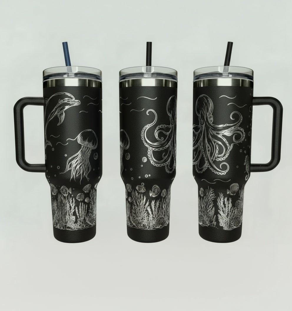 Underwater Dolphin and Octopus 40oz Tumbler