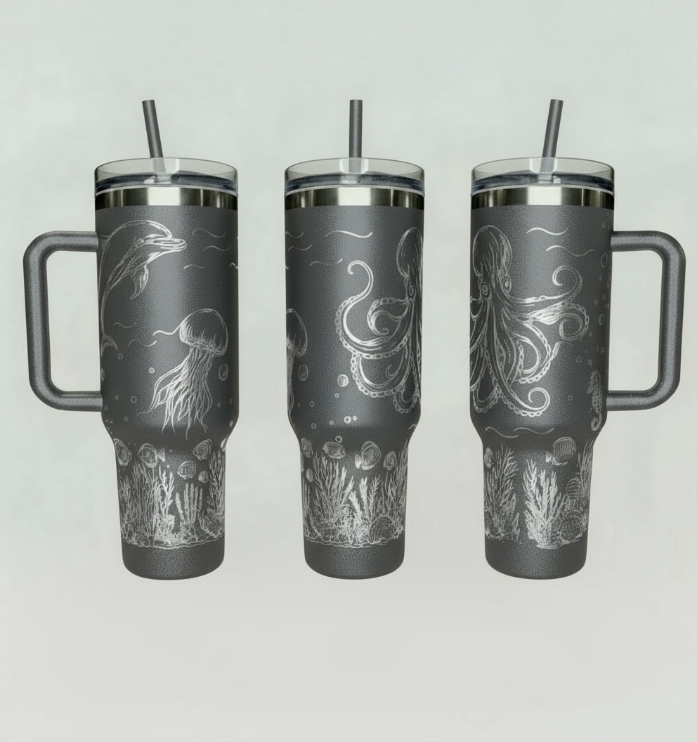 Underwater Dolphin and Octopus 40oz Tumbler