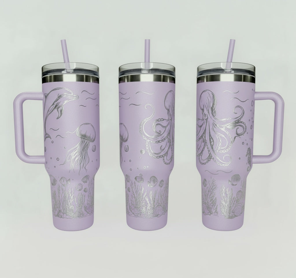 Underwater Dolphin and Octopus 40oz Tumbler