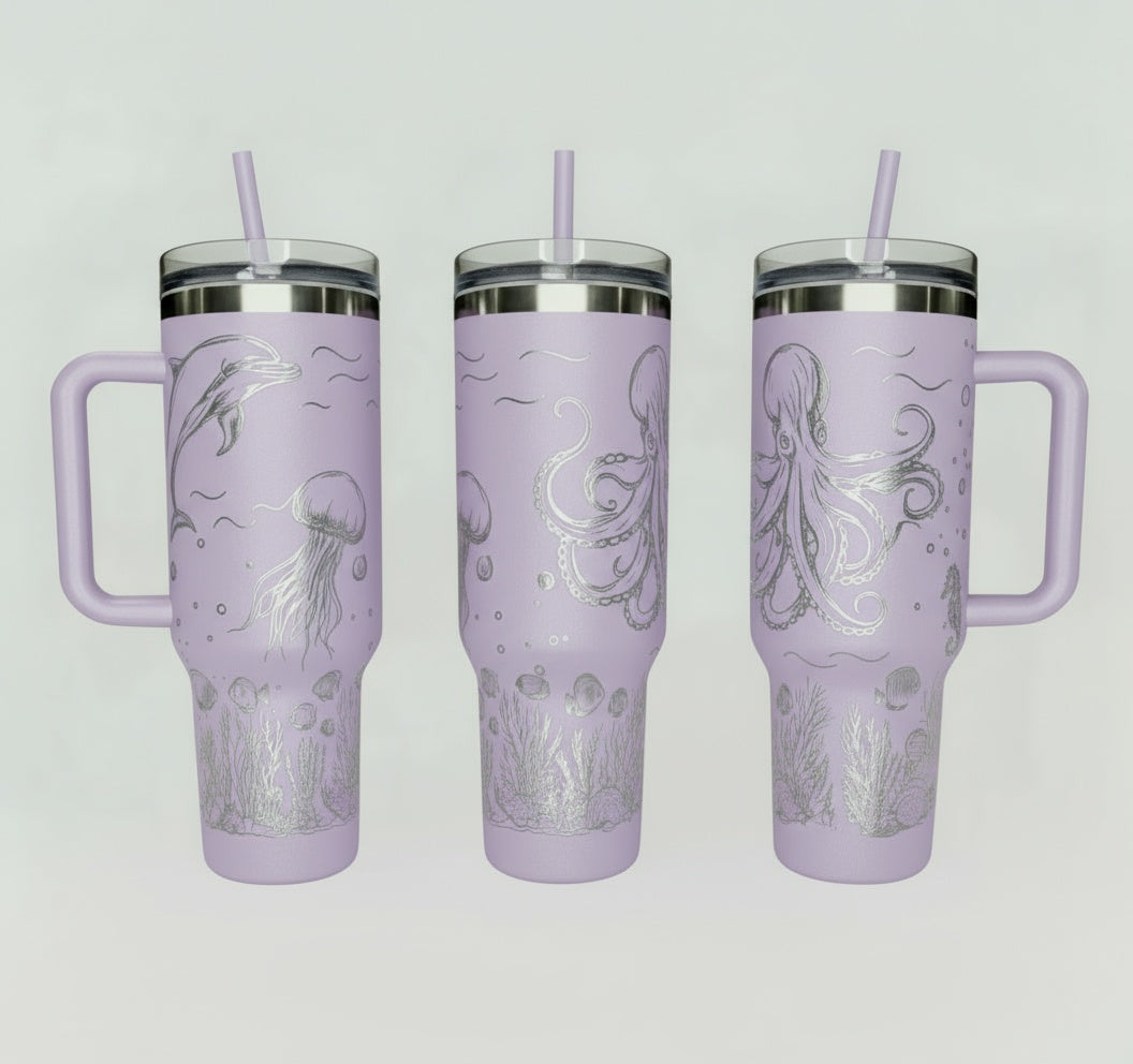 Underwater Dolphin and Octopus 40oz Tumbler
