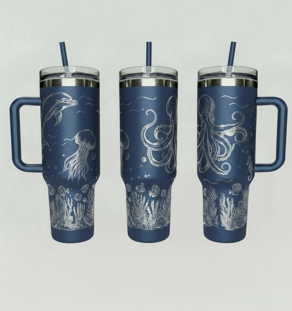 Underwater Dolphin and Octopus 40oz Tumbler