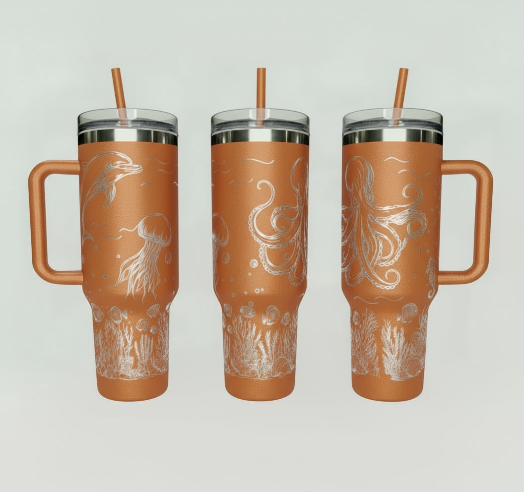 Underwater Dolphin and Octopus 40oz Tumbler