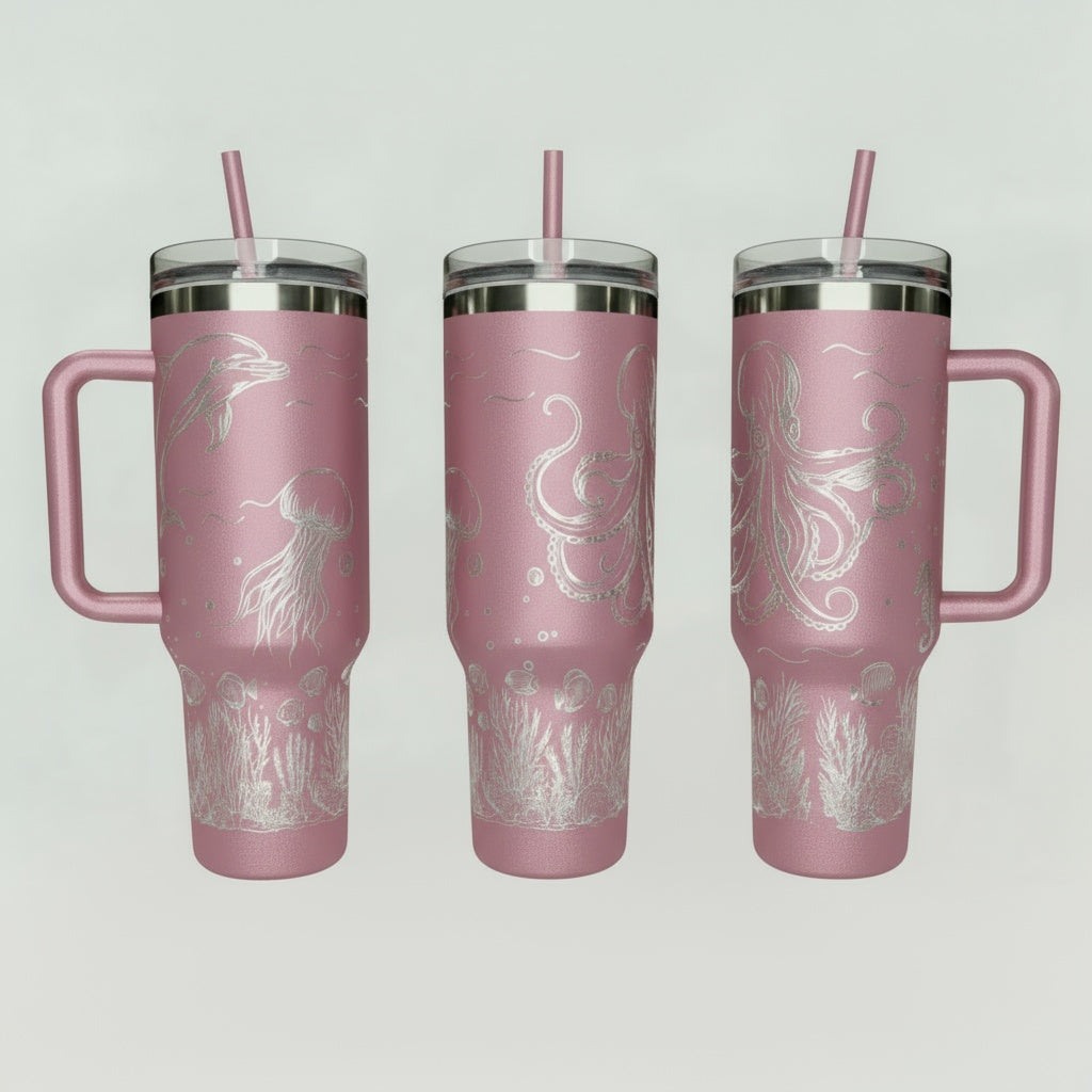 Underwater Dolphin and Octopus 40oz Tumbler
