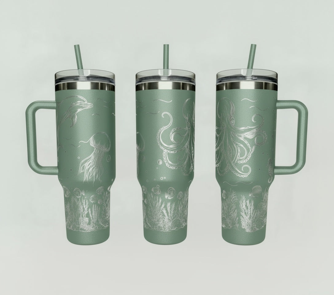 Underwater Dolphin and Octopus 40oz Tumbler