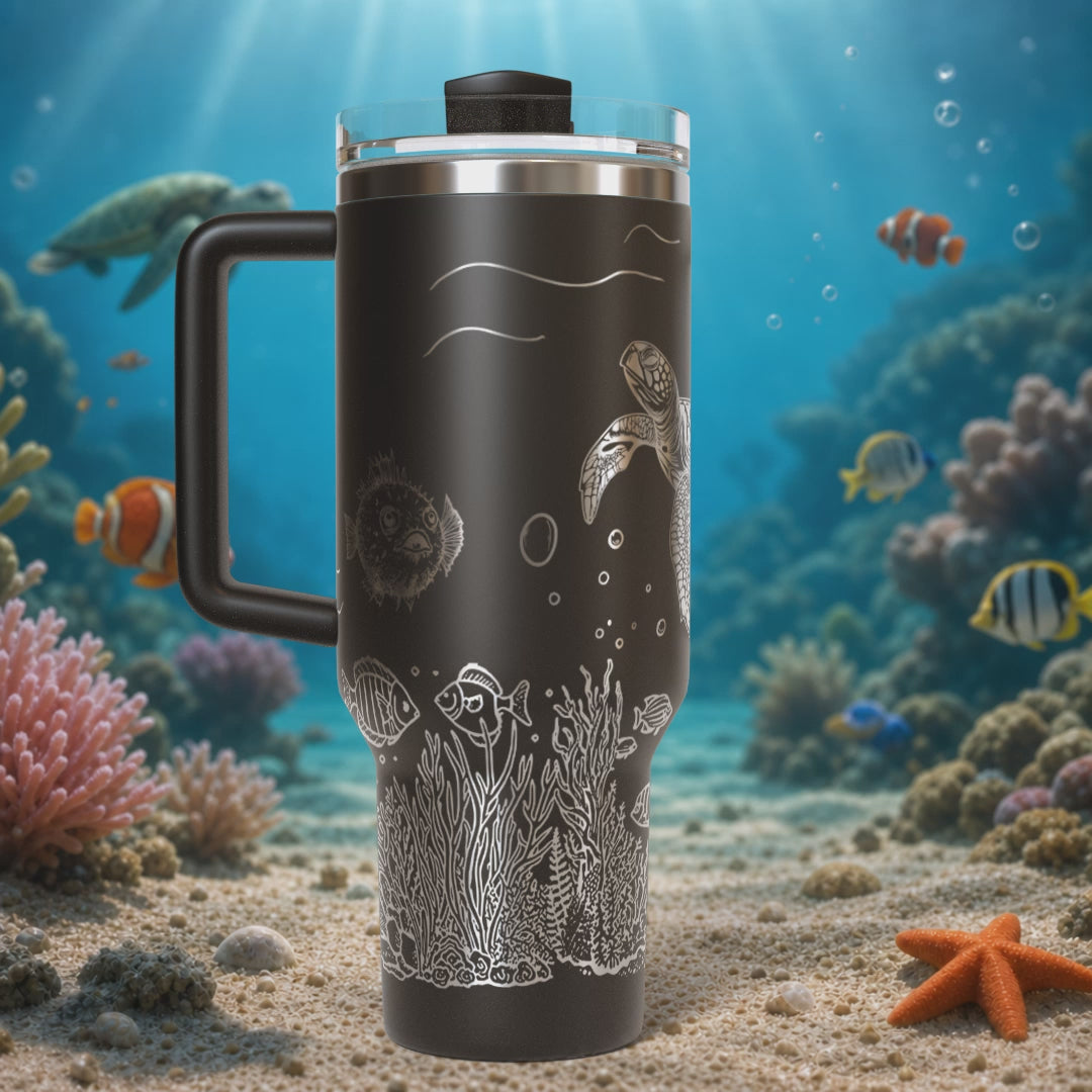 Underwater Sea Turtle and Stingray 40oz Tumbler