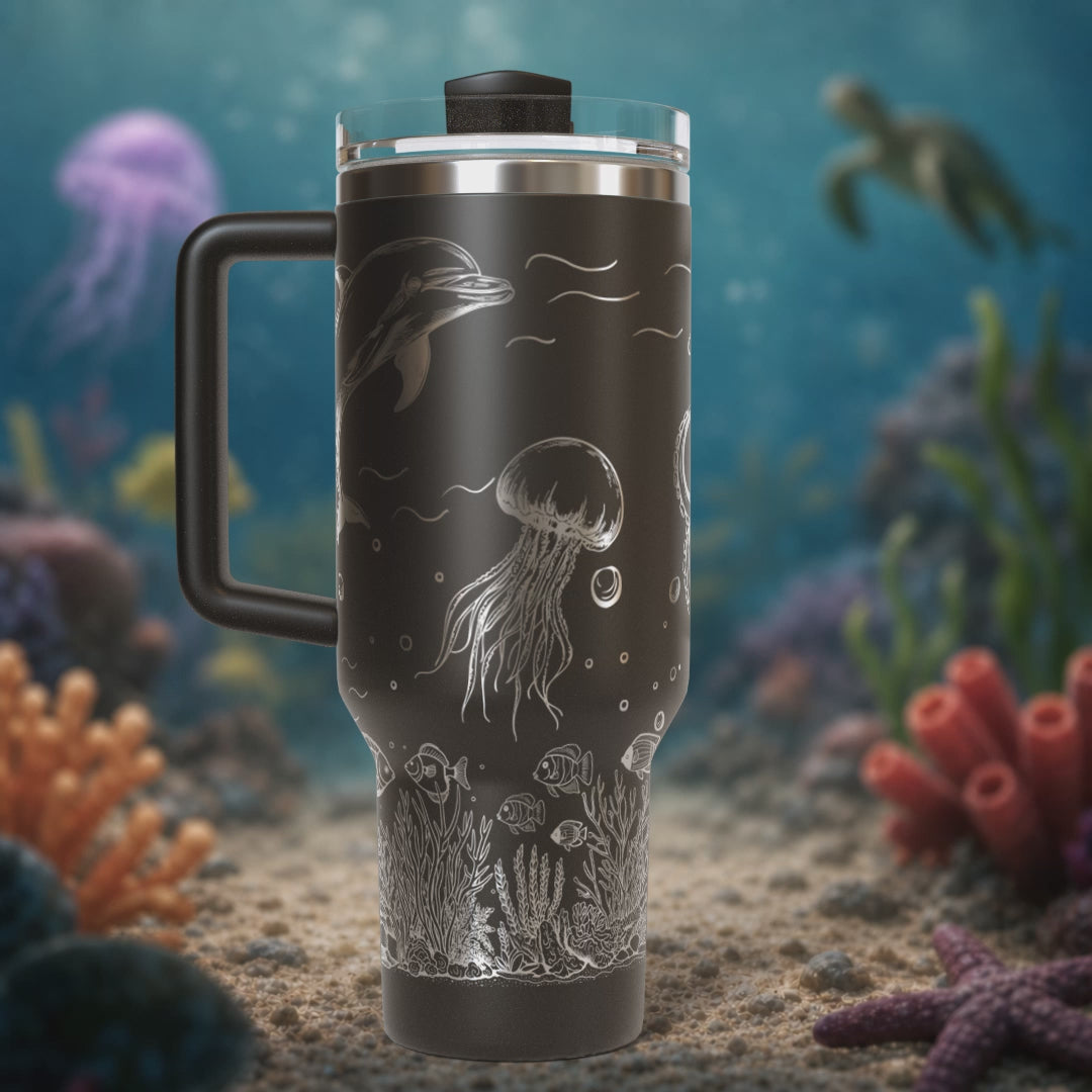 Underwater Dolphin and Octopus 40oz Tumbler